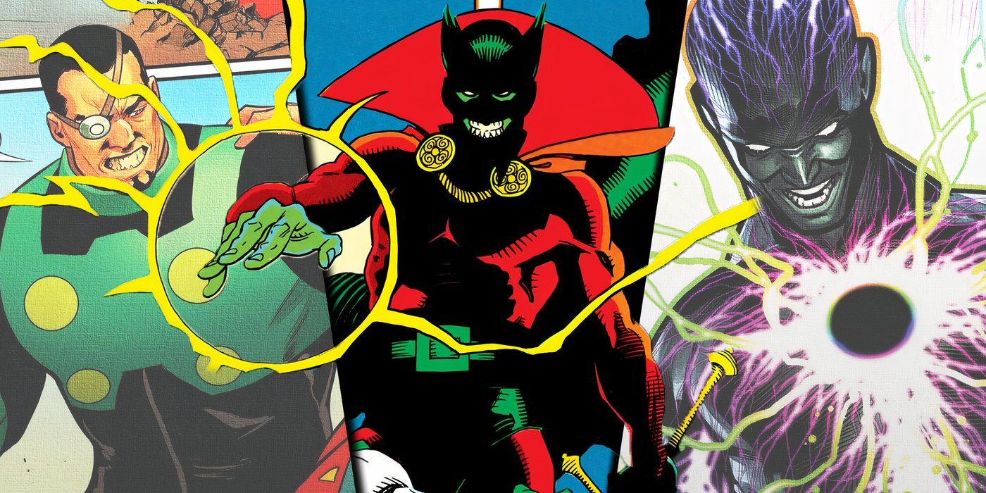 Split image of Jax-Ur, Wotan and Volthoom from DC Comics