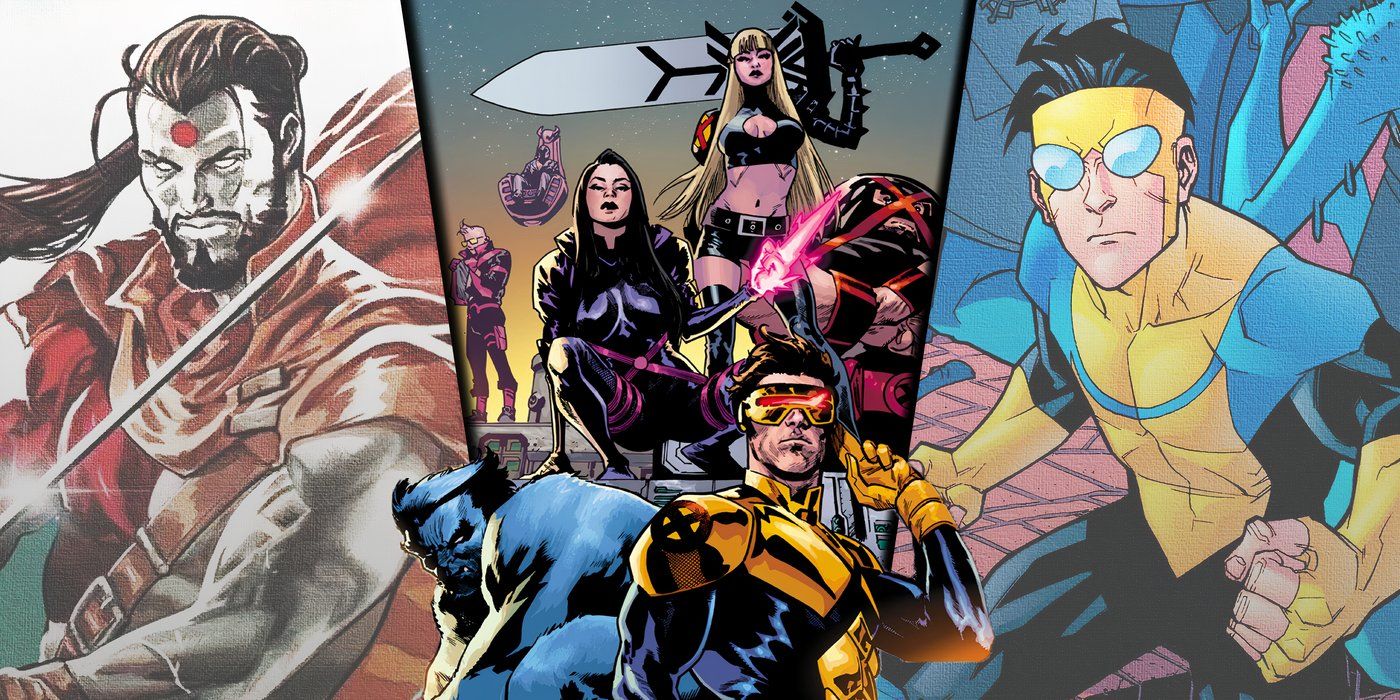 Shared image of Marvel's X-Men alongside Valiant's Rai and Image Comics' Invincible