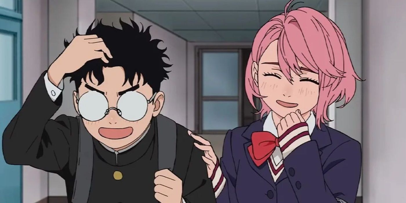 Ken Takakura and Aira Shiratori laughing together in the Dandadan anime.