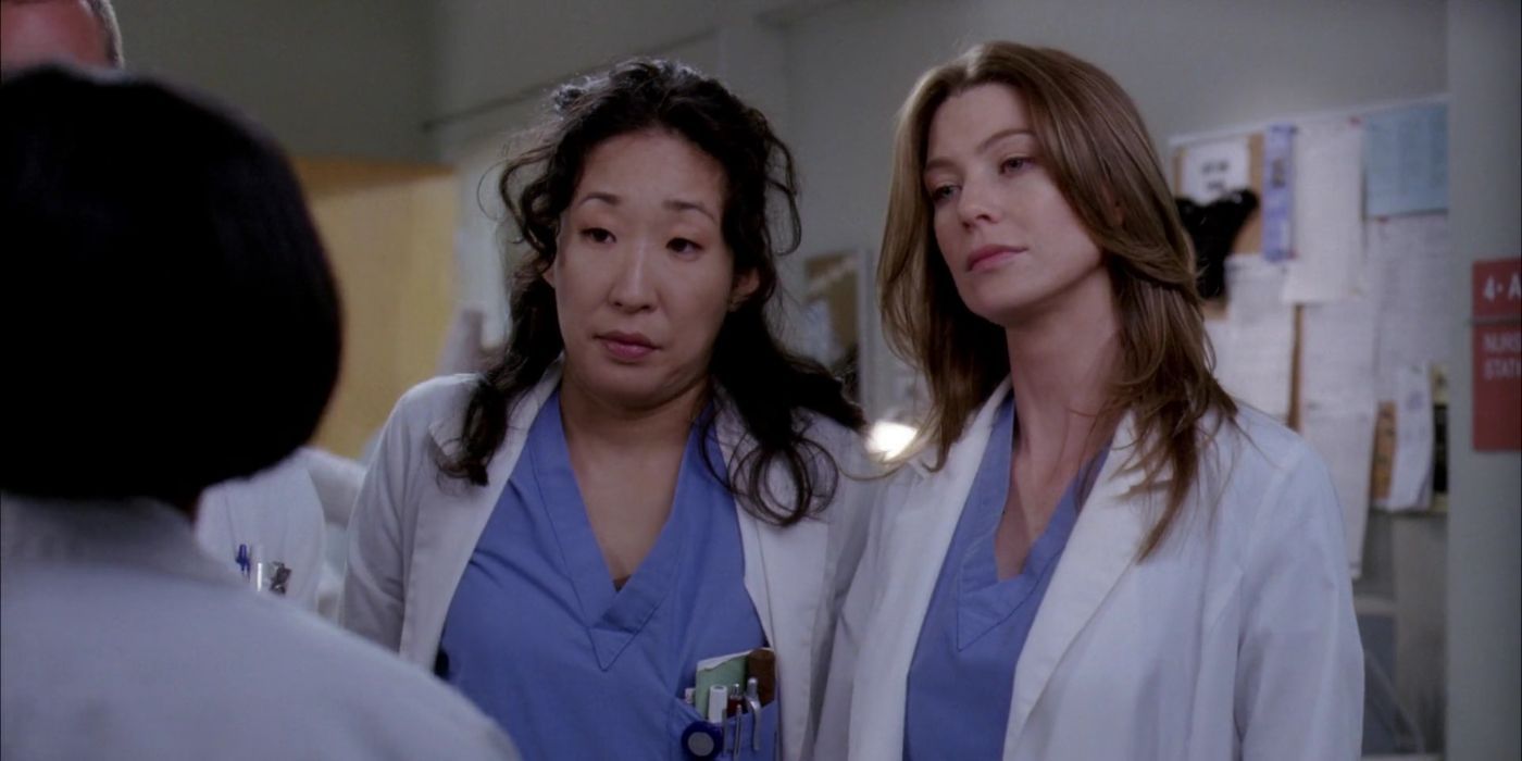 Dr. Cristina Yang and Dr. Meredith Grey get instructions from Dr. Miranda Bailey at the hospital in Grey's Anatomy.