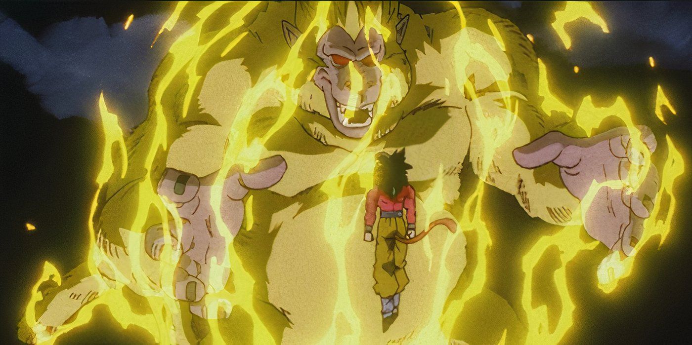 Golden Great Ape Vegeta canaliza su energía en Dragon Ball GT.