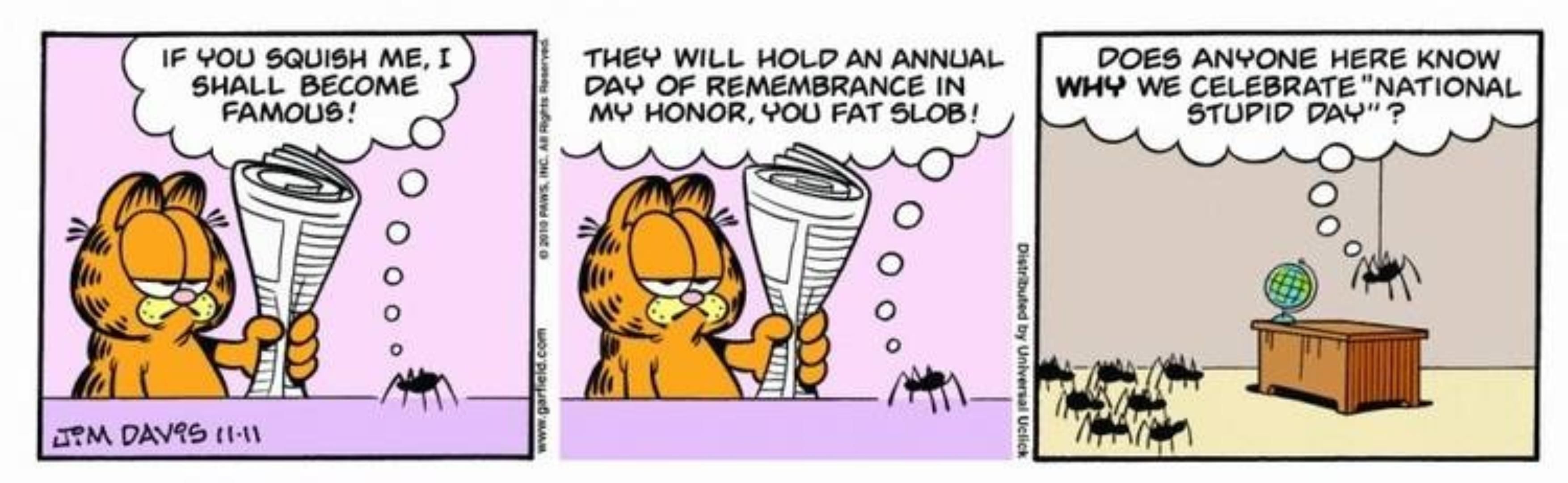 Uma faixa de Garfield que correu no dia dos veteranos que ofendeu alguns leitores