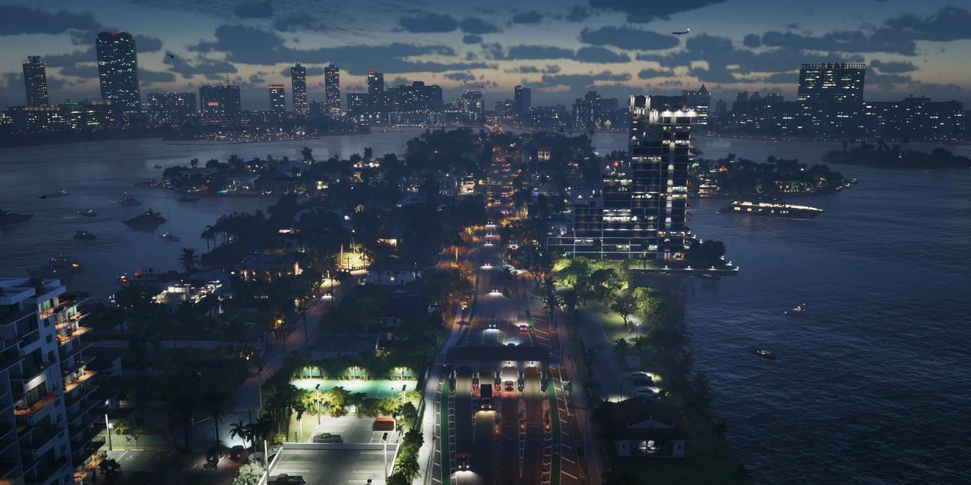 Vice City at night, as seen within the GTA 6 trailer