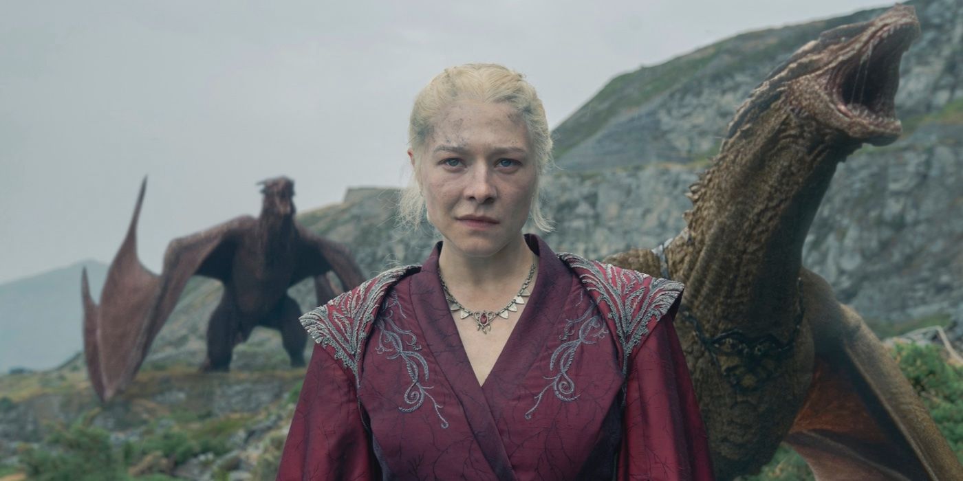 Rhaenyra Targaryen with Syrax and Vermithor on Dragonstone on House of the Dragon