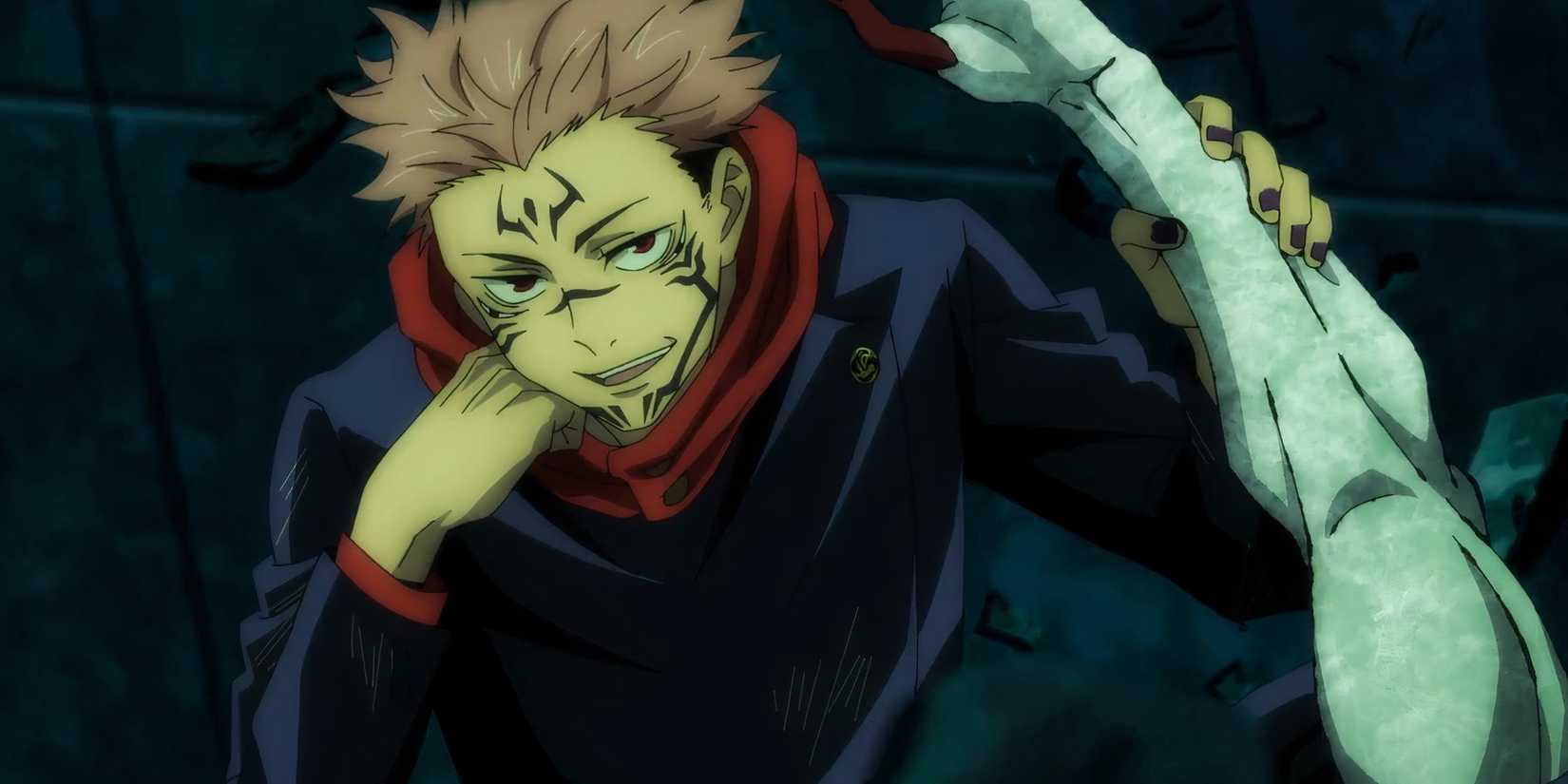 Sukuna Holds the Severed Arm of Special-Grade Cursed Spirit in Jujutsu Kaisen Season 1