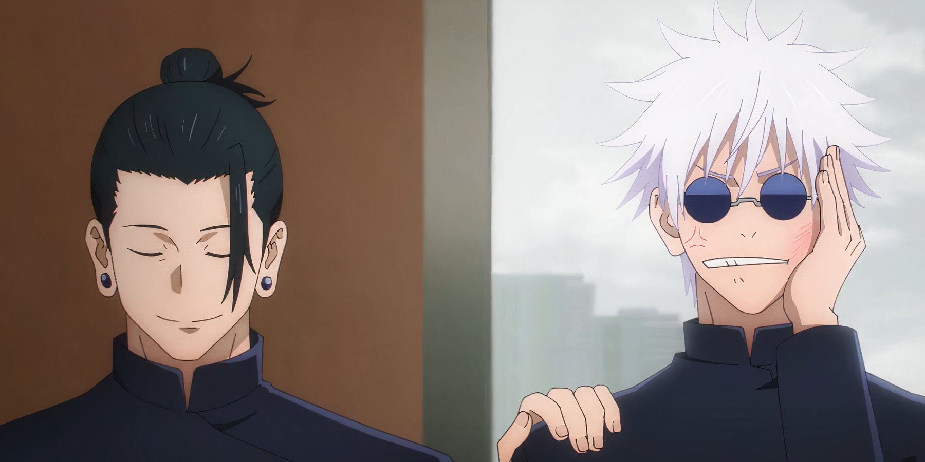 Suguru Geto calming Satoru Gojo after Riko's attack in Jujutsu Kaisen Season 2