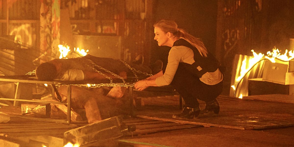 Jennifer Jareau tries to save a boy in a fire during the Criminal Minds episode "Sick Day"