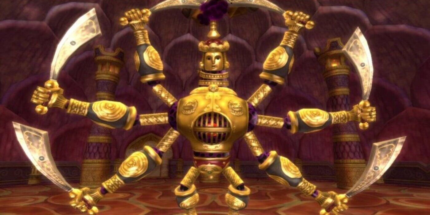 Koloktos in its second phase where it has legs and swords in The Legend of Zelda Skyward Sword