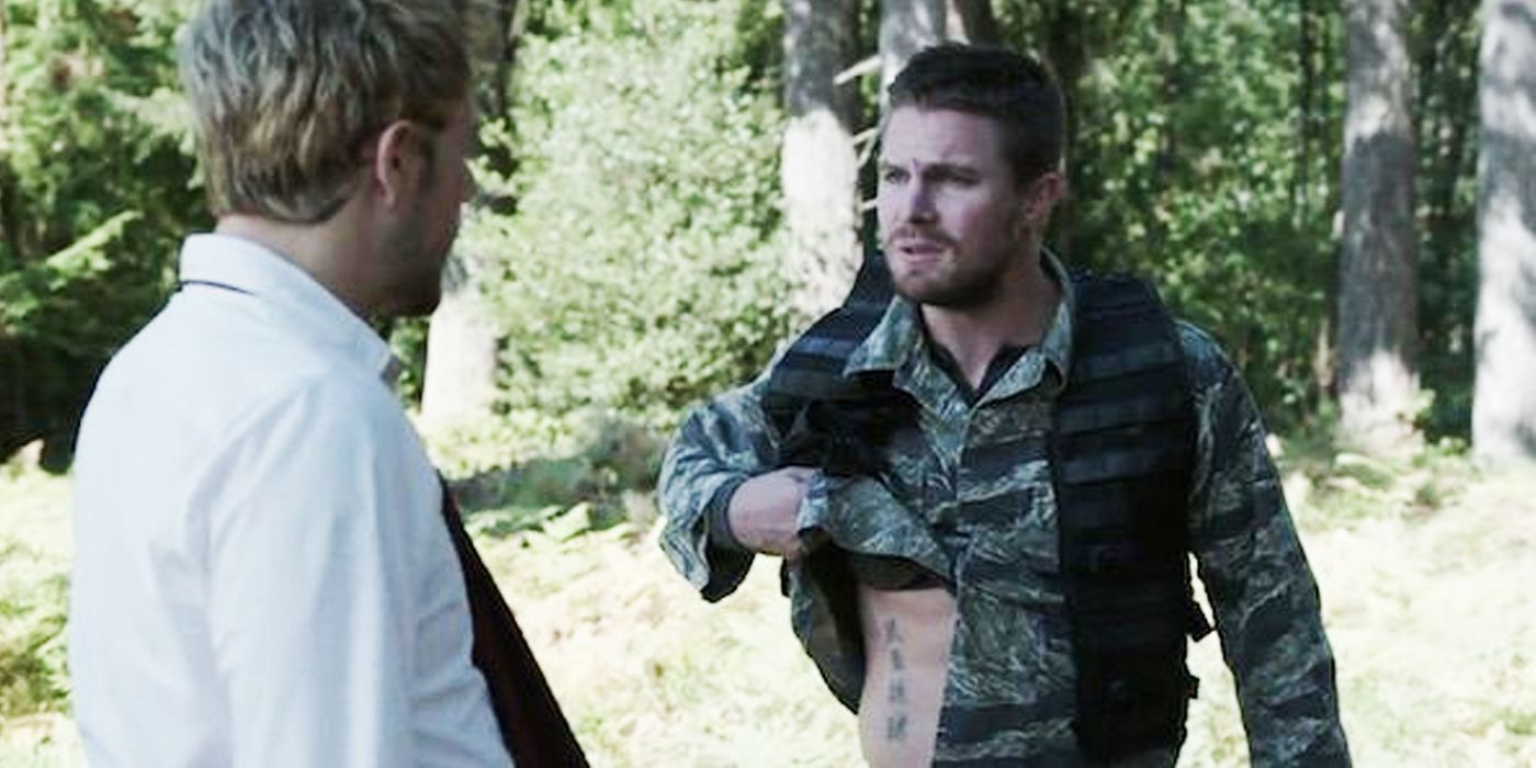 'F Esos chicos': Stephen Amell comparte una reacción honesta al Green Arrow Jab de la temporada 1 de Peacemaker