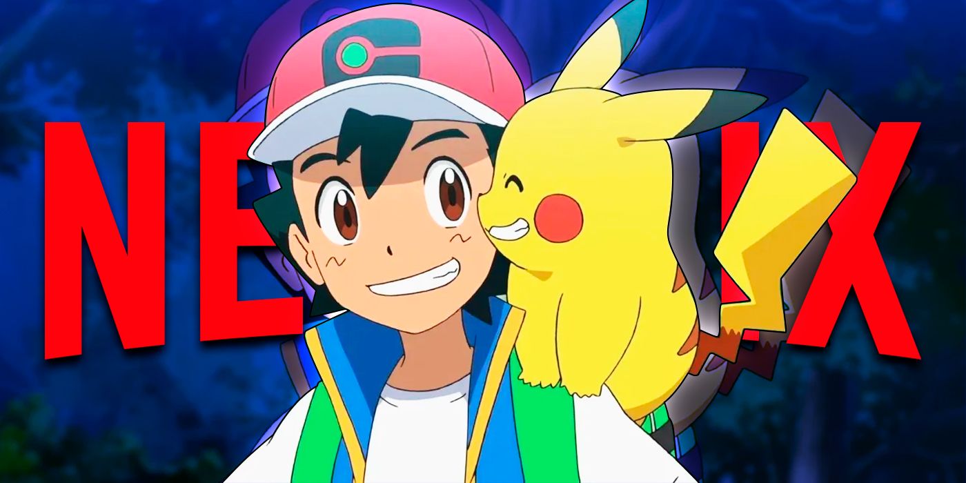 Ash and Pikachu in Pokémon: Become a Pokémon Master: Ultimate Journeys with Netflix logo