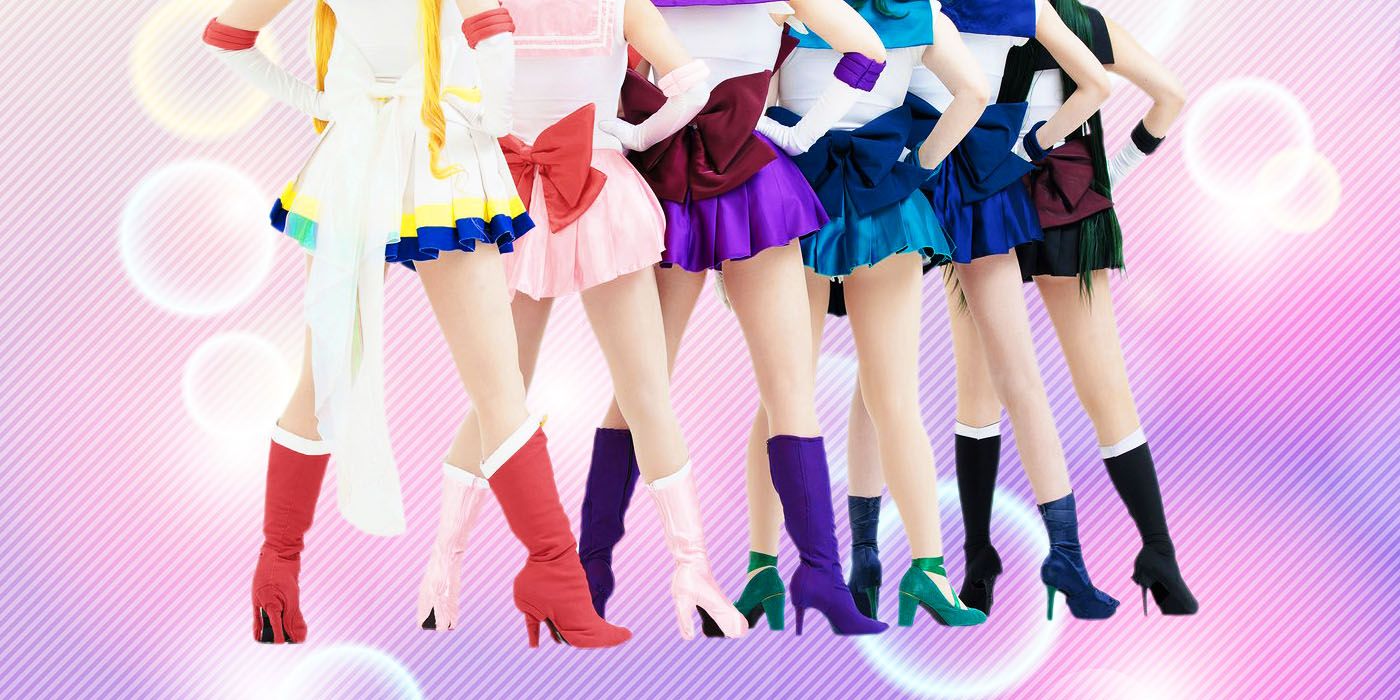 Sailor Moon group cosplay photo with moon, chibi, Saturn, Uranus, Pluto