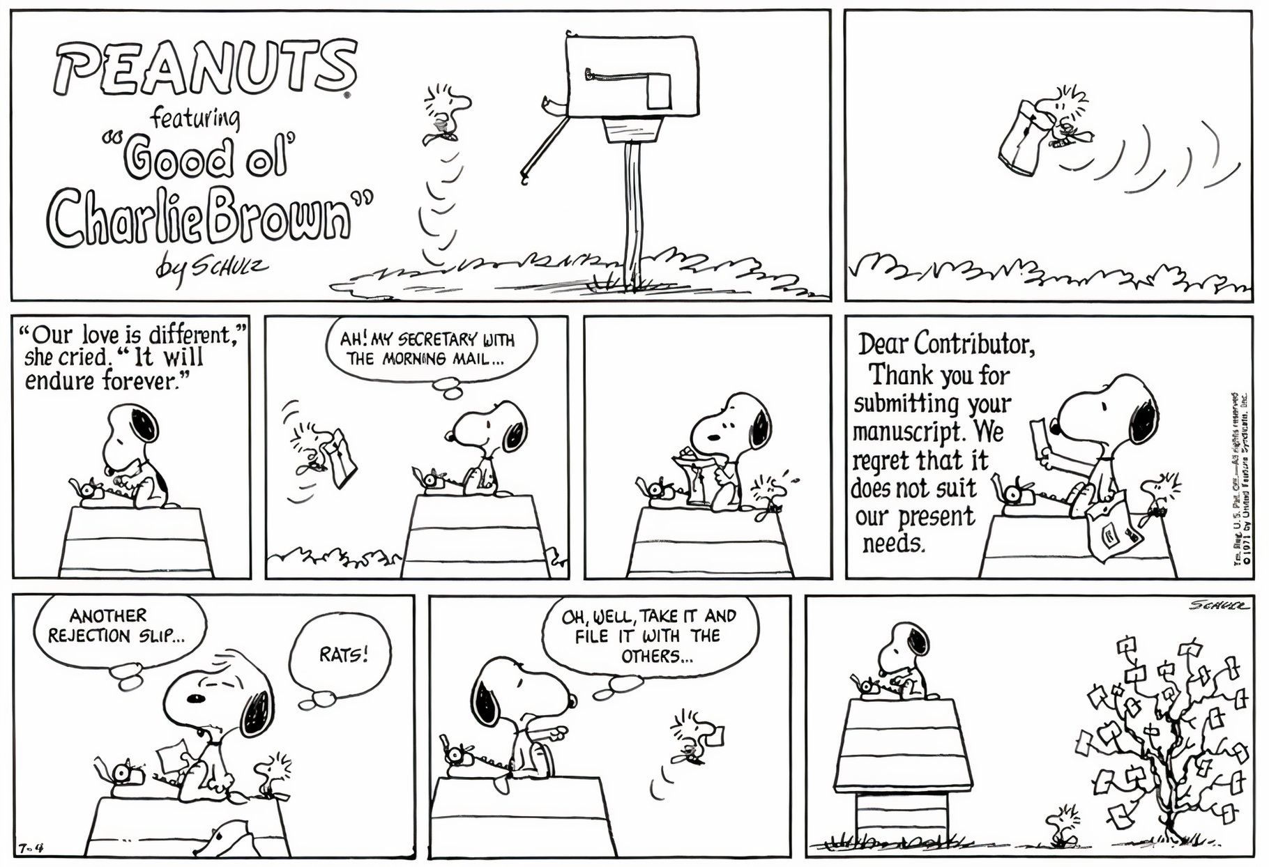 Snoopy receives another rejection