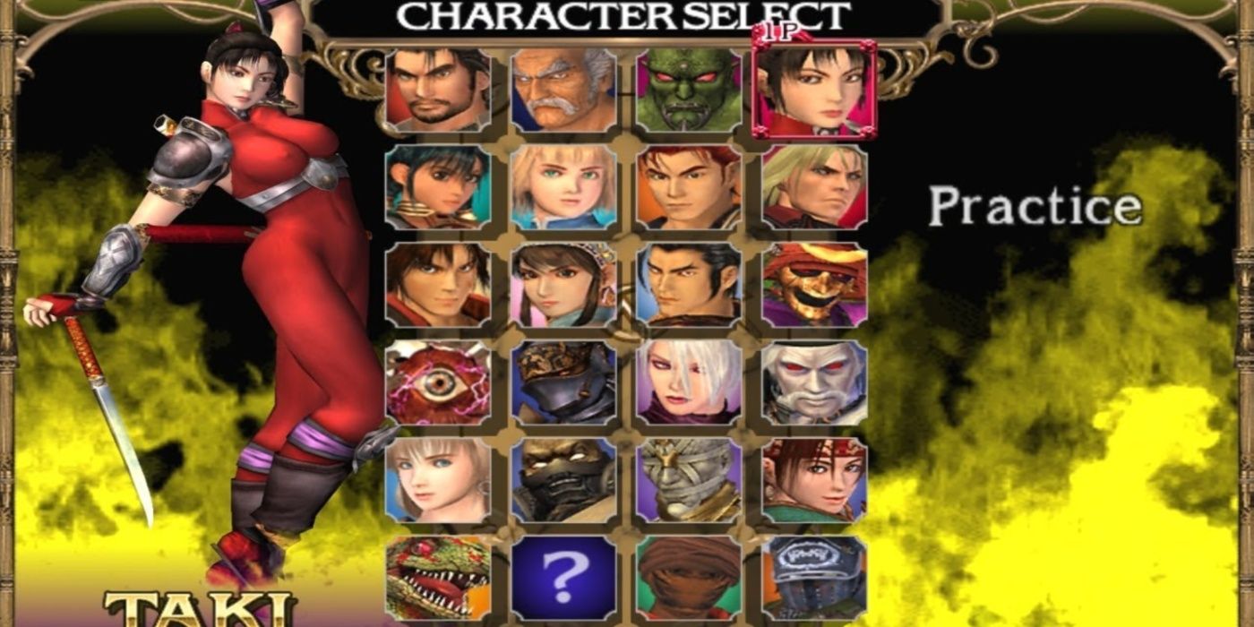 The character selection menu of Soulcalibur 2.