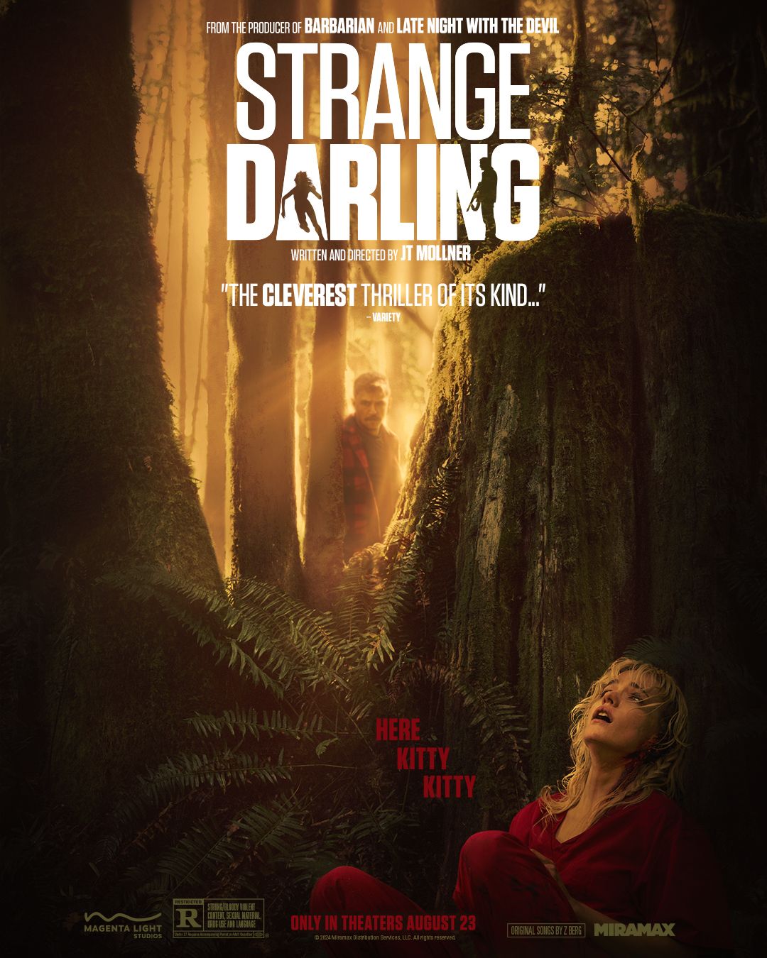 Kyle Gallner Is on the Hunt for Willa Fitzgerald in Strange Darling Clip and Poster