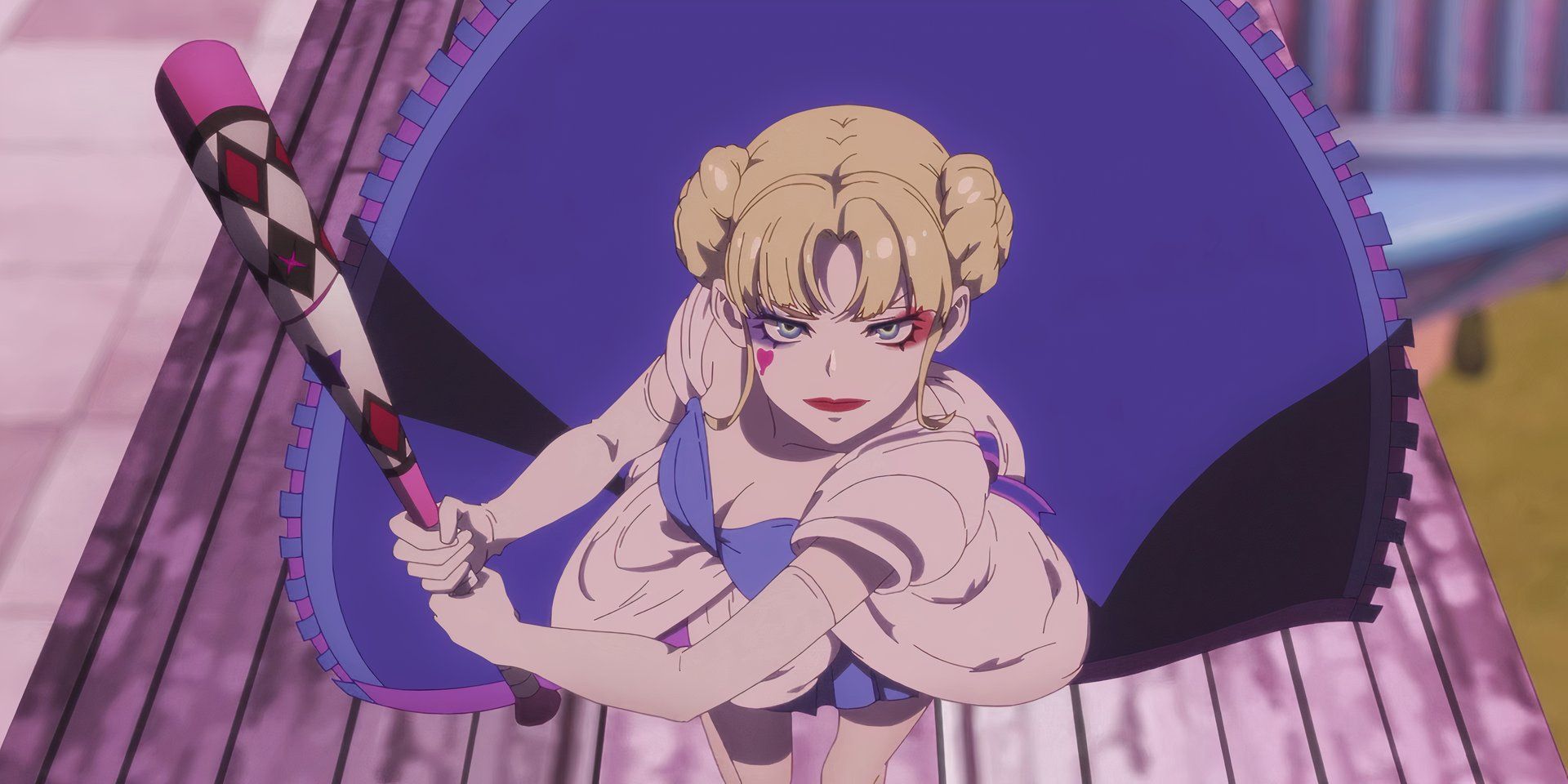 Harley Quinn running with a bat in Suicide Squad Isekai Episode 10