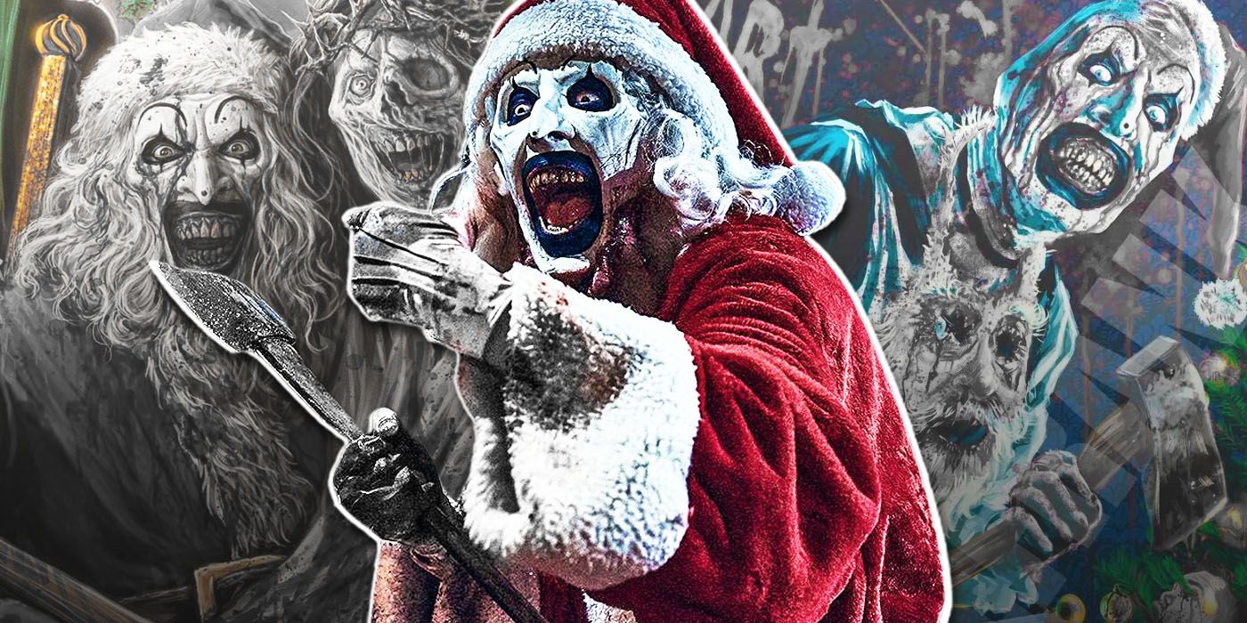 Art the Clown diezma a Santa en Gory Terrifier 3 Póster