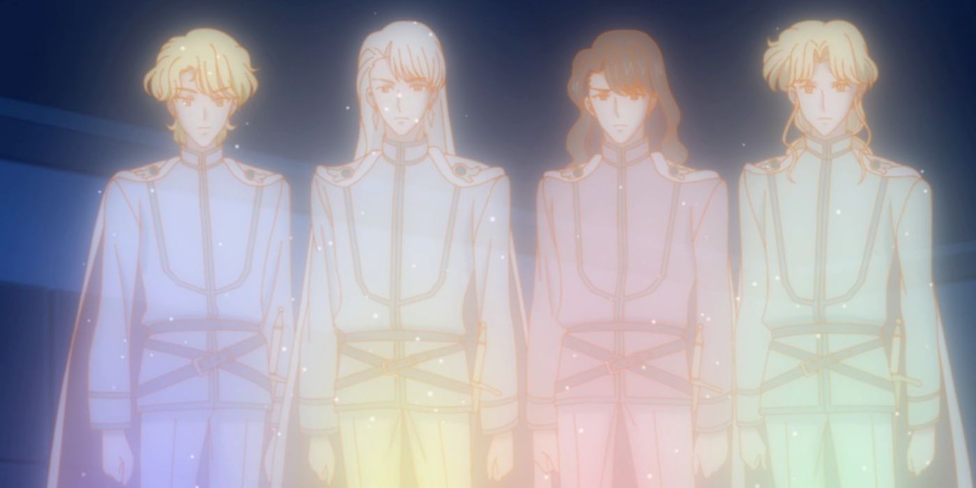 The spirits of the four Shitennou, Jadeite, Kunzite, Nephrite, and Zoisite in Sailor Moon Crystal.