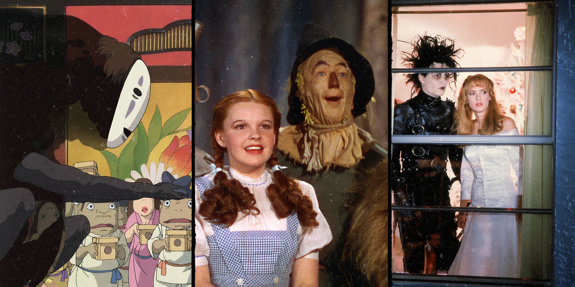 Images of Wizard of Oz, Spirited Away and Edward Scissorhands