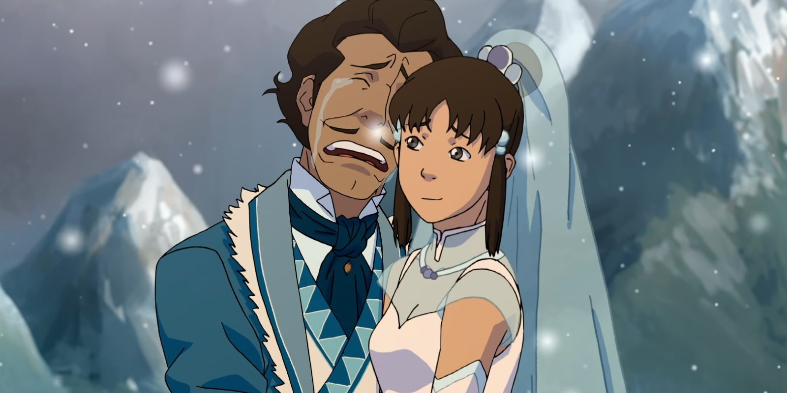 Varrick cries during his and zhu li's wedding.