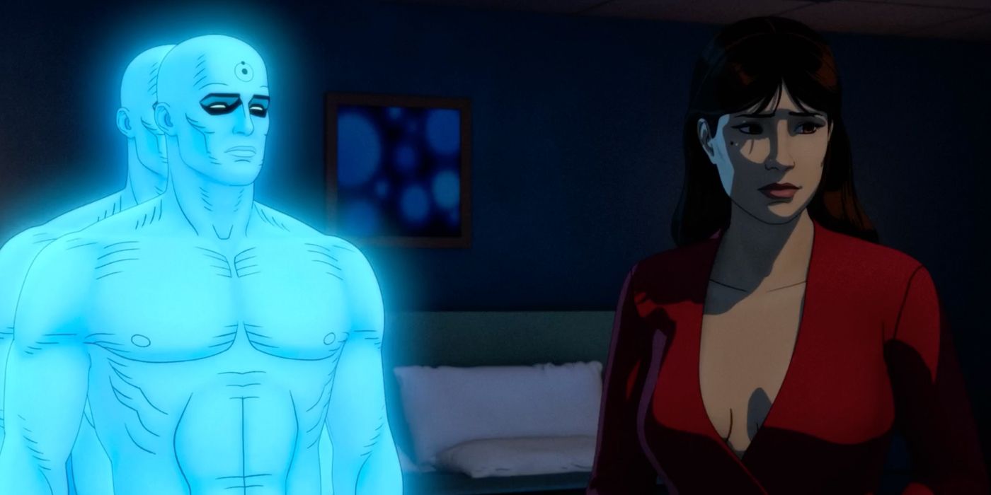 Laurie Juspeczyk aka Silk Spectre está chateada com Jon Osterman, também conhecido como Dr. Manhattan