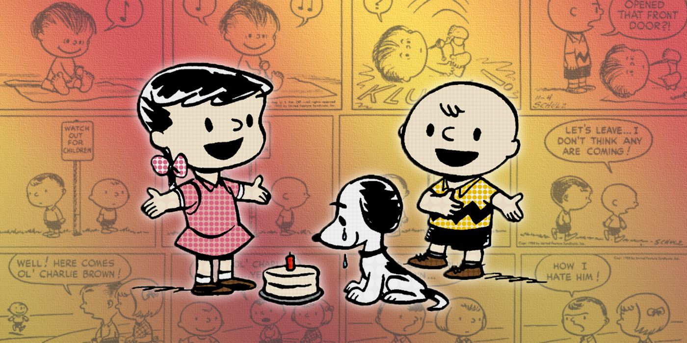 First looks at the Peanuts characters with the comic strip in the background