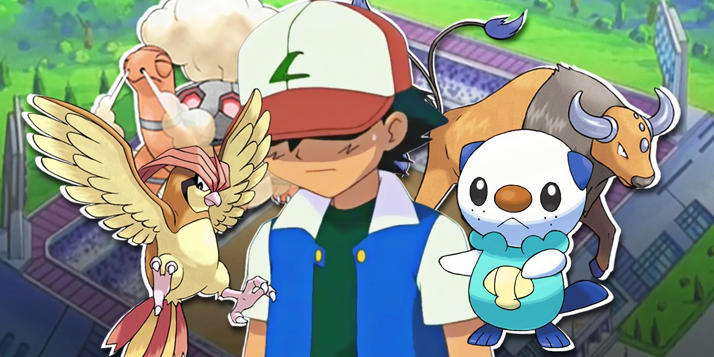 Ash, Pidgeotto, Oshawott, Torkoal and Tauros