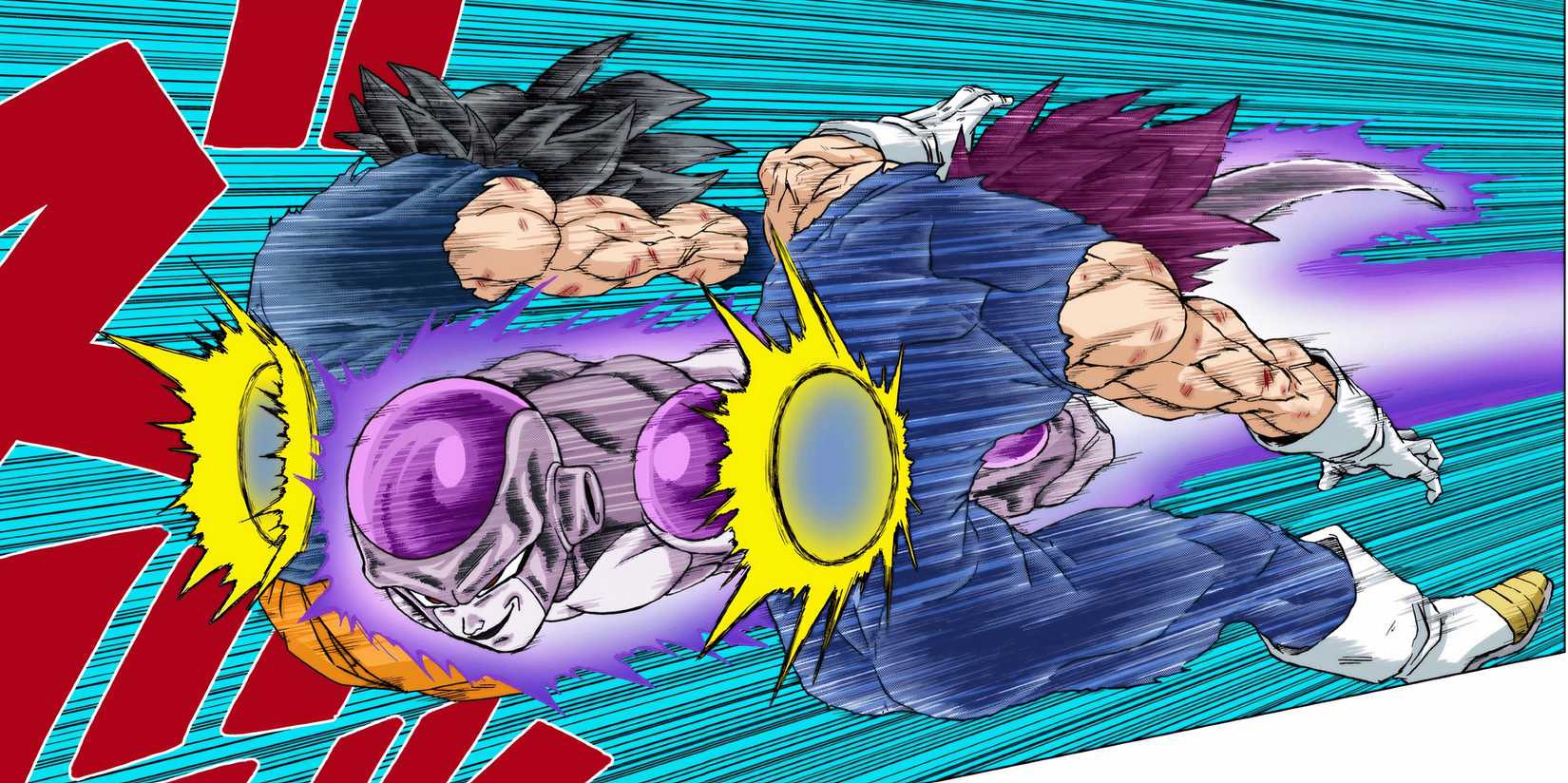 Black Freezer vole vers Goku et Vegeta dans le manga Dragon Ball Super
