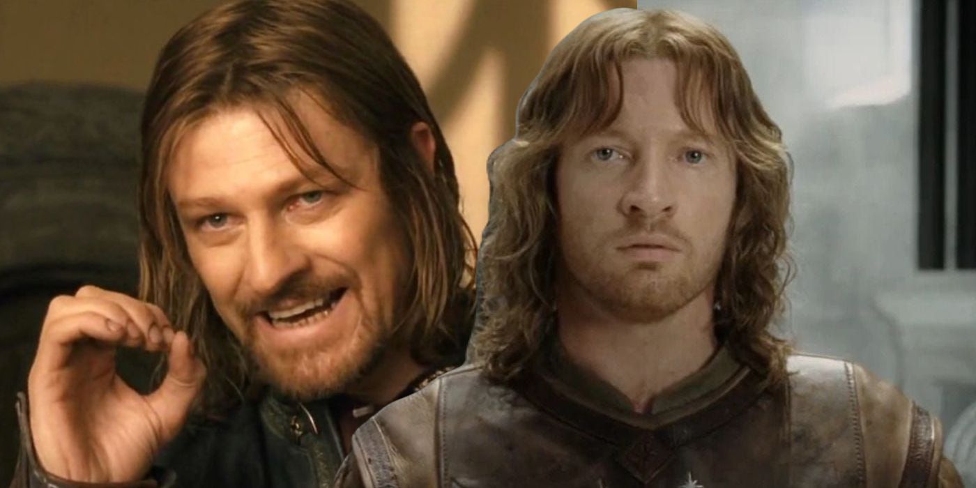 A split image features Sean Bean as Boromir and David Wenham as faramir in The Lord of the Rings