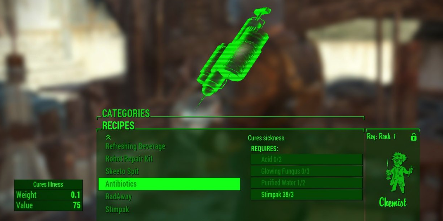 Las 10 mejores sustancias químicas de Fallout 4 que todo jugador necesita (y lo que hacen)