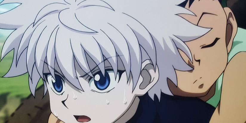 Killua carries Gon in Hunter X Hunter