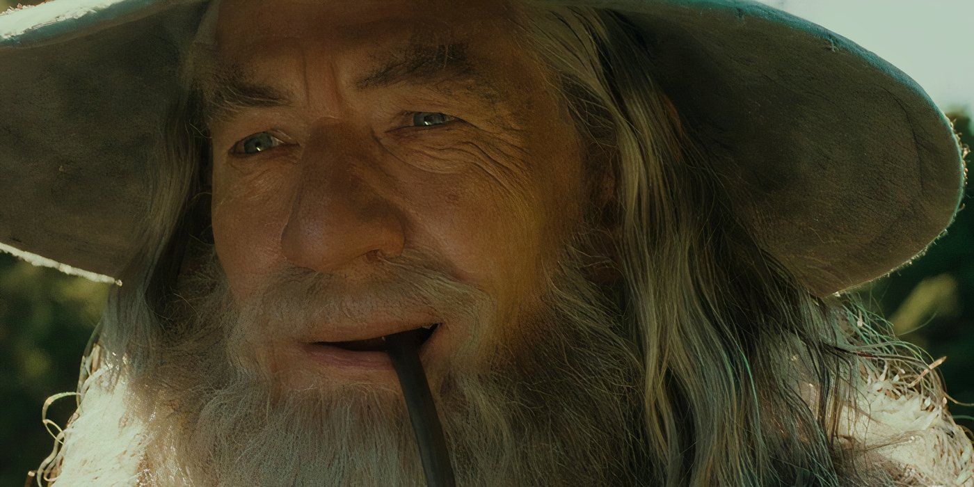 Gandalf with a pipe in his mouth