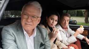 Charles, Mabel and Oliver are in the back of a taxi cab in Only Murders in the Building Season 4