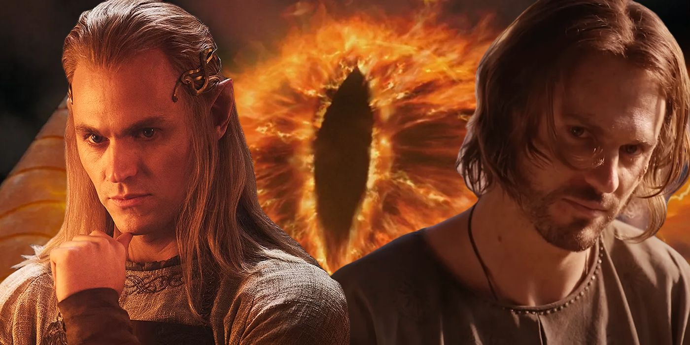 Charlie Vickers stars as Annatar and Halbrand in The Rings of Power; The Eye of Sauron looks over all in The Lord of the Rings