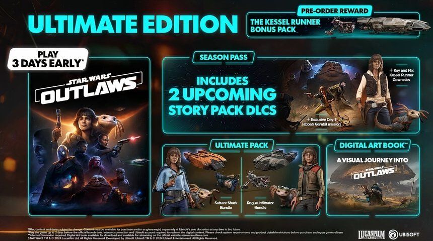 Cada edición del juego Star Wars Outlaws y expansión del pase de temporada, explicadas