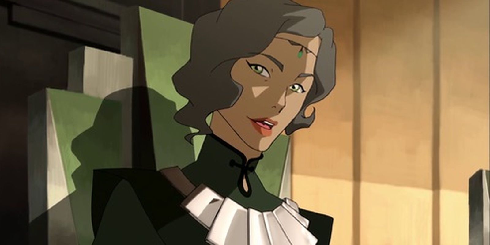 Suyin Beifong talks at the table.