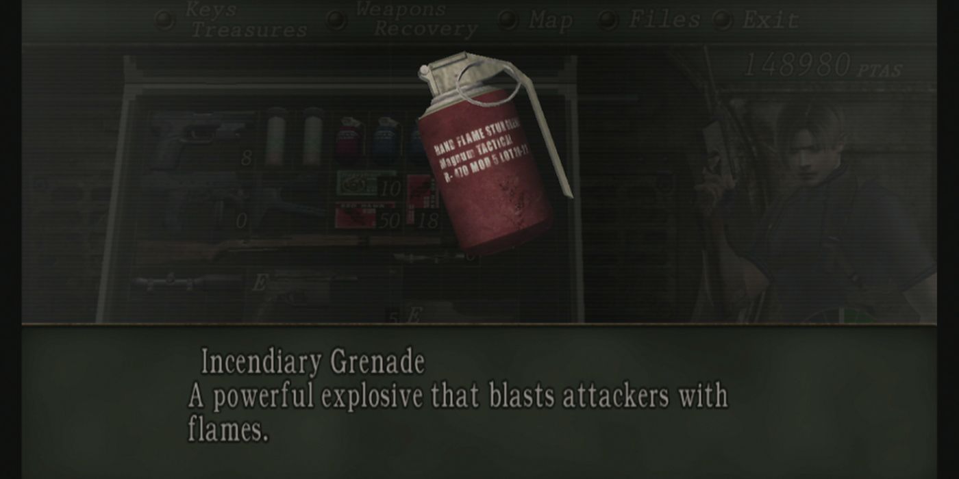 A descrição da granada incendiária em Resident Evil 4