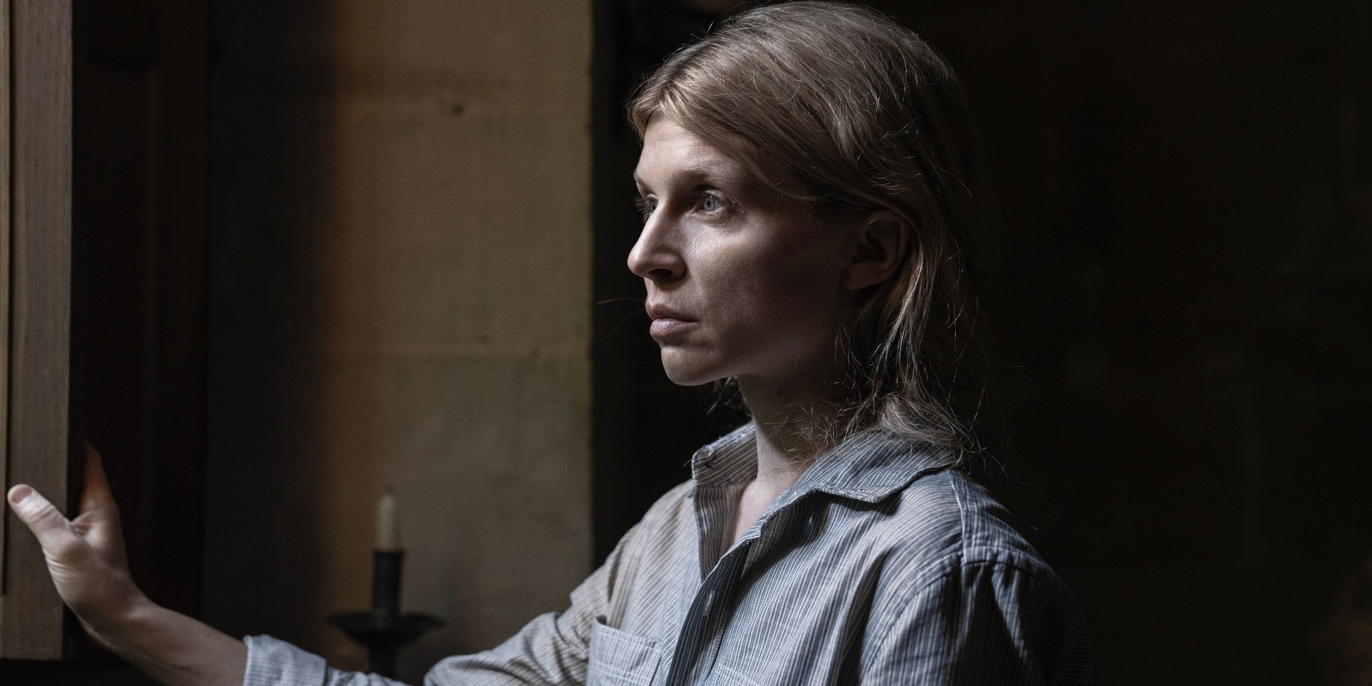 Clémence Poésy as Isabelle Carrier looks out the window in “The Walking Dead: Daryl Dixon.”