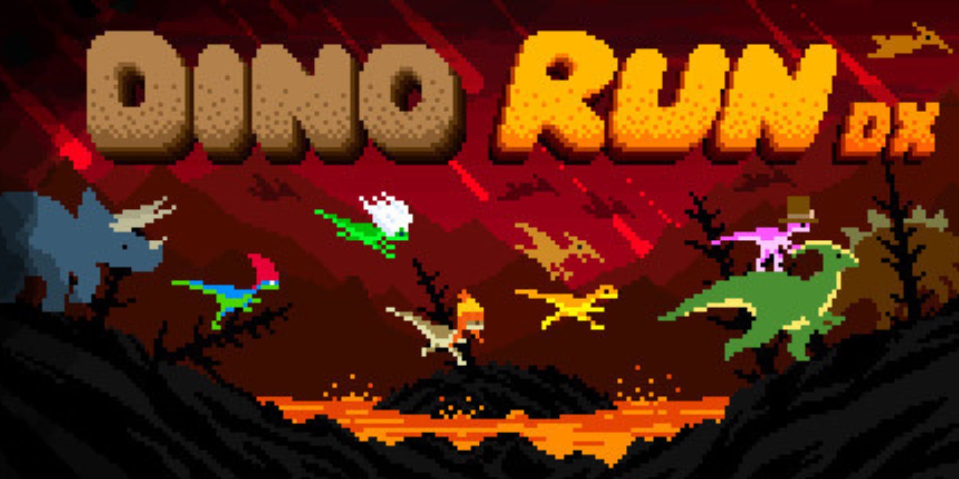 A tela de título de Dino Run DX.