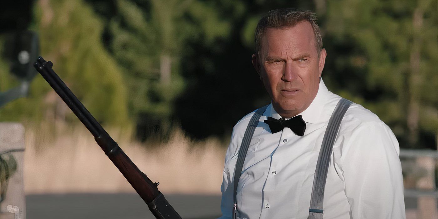 Kevin Costner as John Dutton defending people from coming after him and his land in Yellowstone.