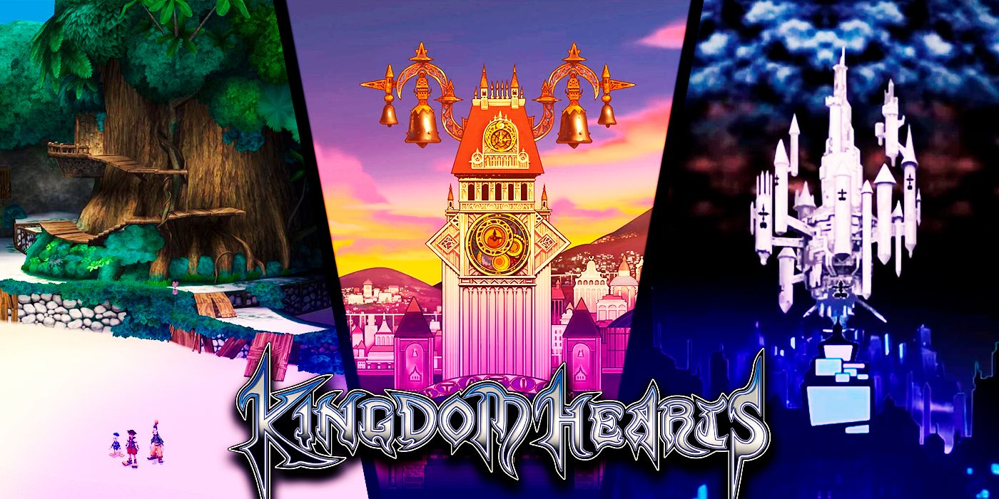 Destiny Island, The Castle That Never Was, and Twilight Town from the Kingdom Hearts series