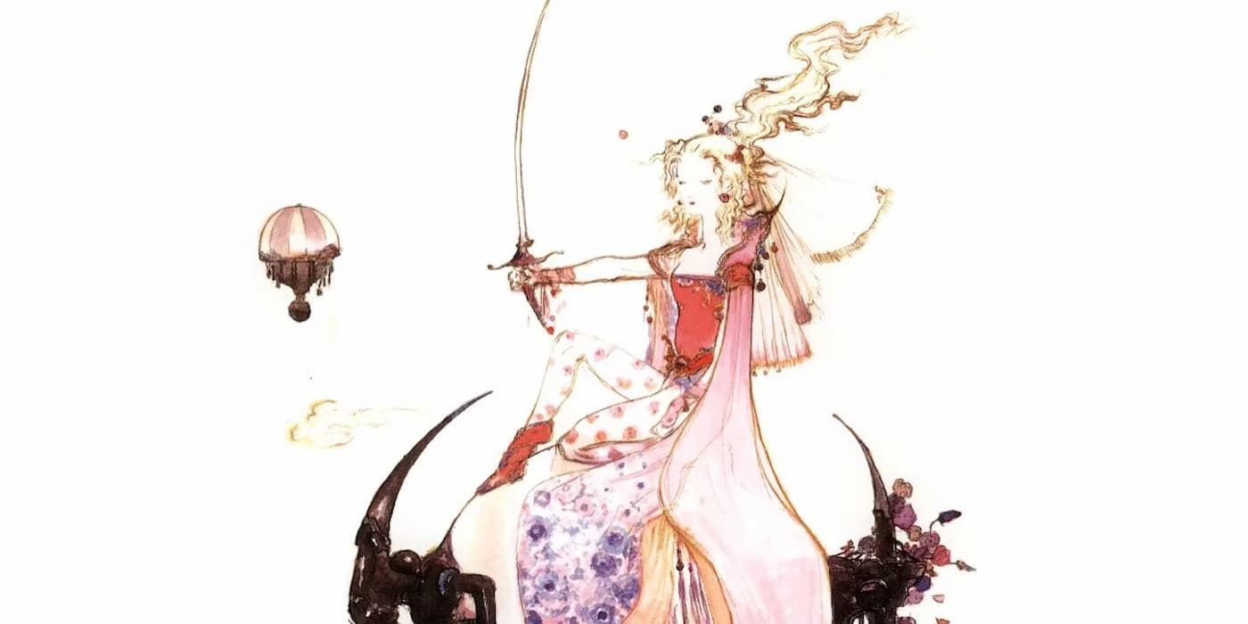 Amano Terra de Final Fantasy VI segurando uma espada.