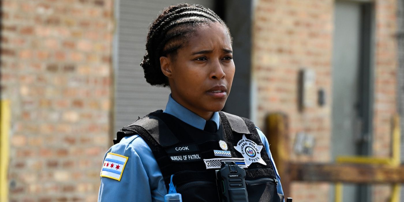 Kiana Cook, played by Toya Taylor, stands wearing her full police uniform in Chicago PD Season 12