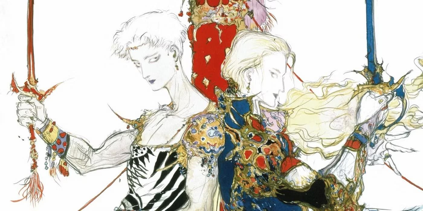 Arte conceitual dos personagens de Final Fantasy V.