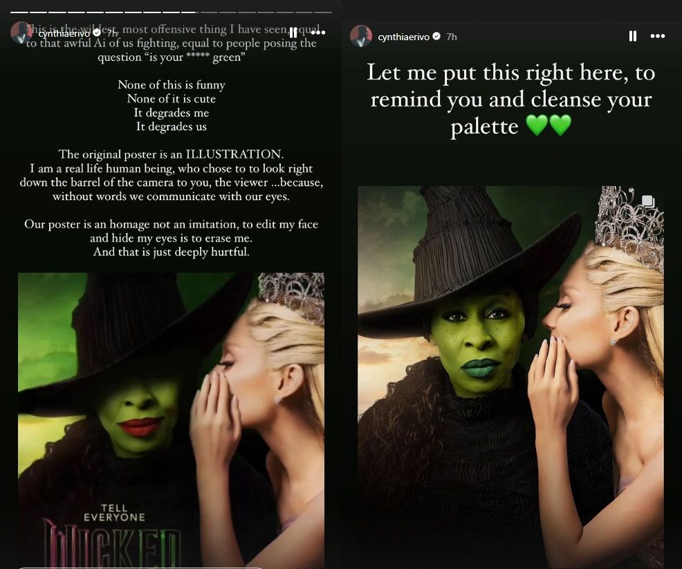 'Lo más ofensivo que he visto': Cynthia Erivo de Wicked critica un póster viral editado por fans