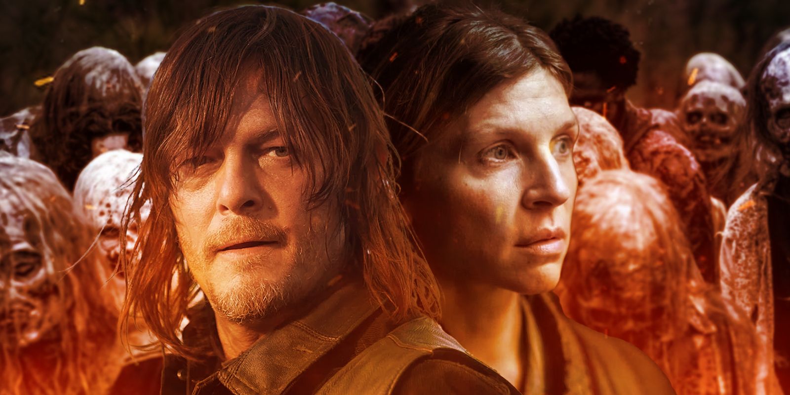 Daryl Dixon (Norman Reedus) and Isabelle Carriere (Clémence Poésy) from The Walking Dead: Daryl Dixon 