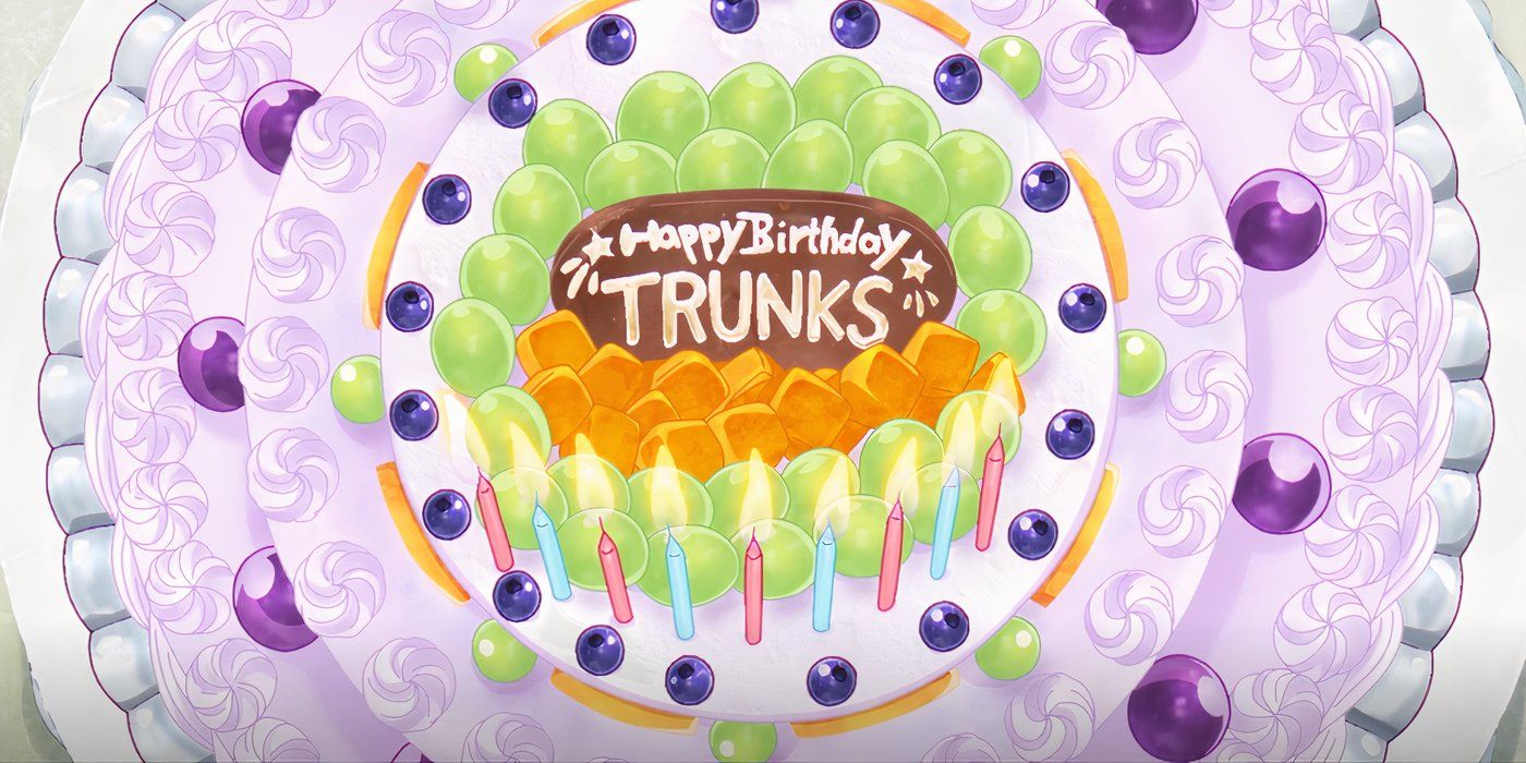 Trunks' birthday cake in Dragon Ball DAIMA Episode 1.