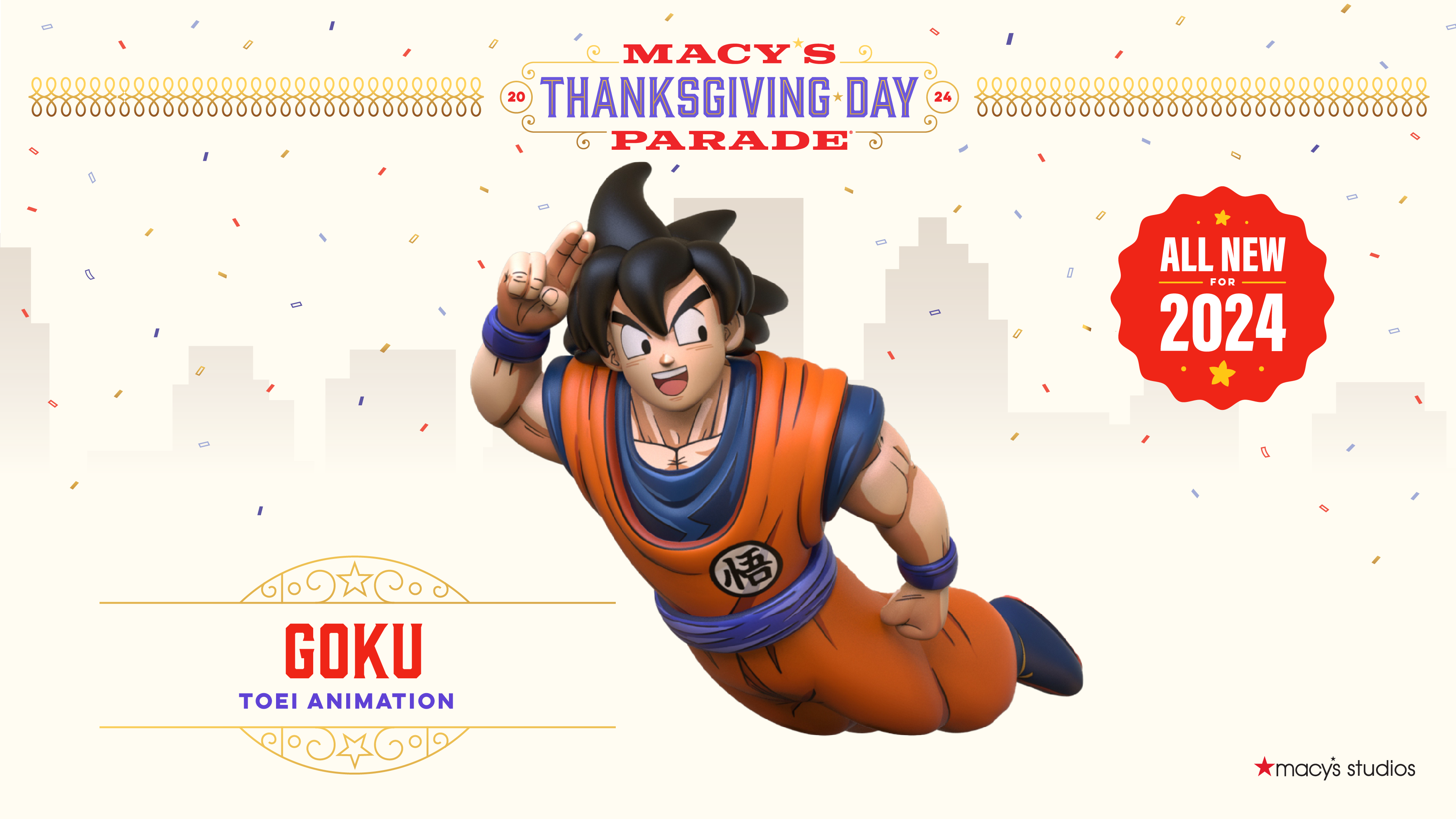 Goku de Dragon Ball se eleva en el primer vistazo del desfile del Día de Acción de Gracias de Macy's 2024