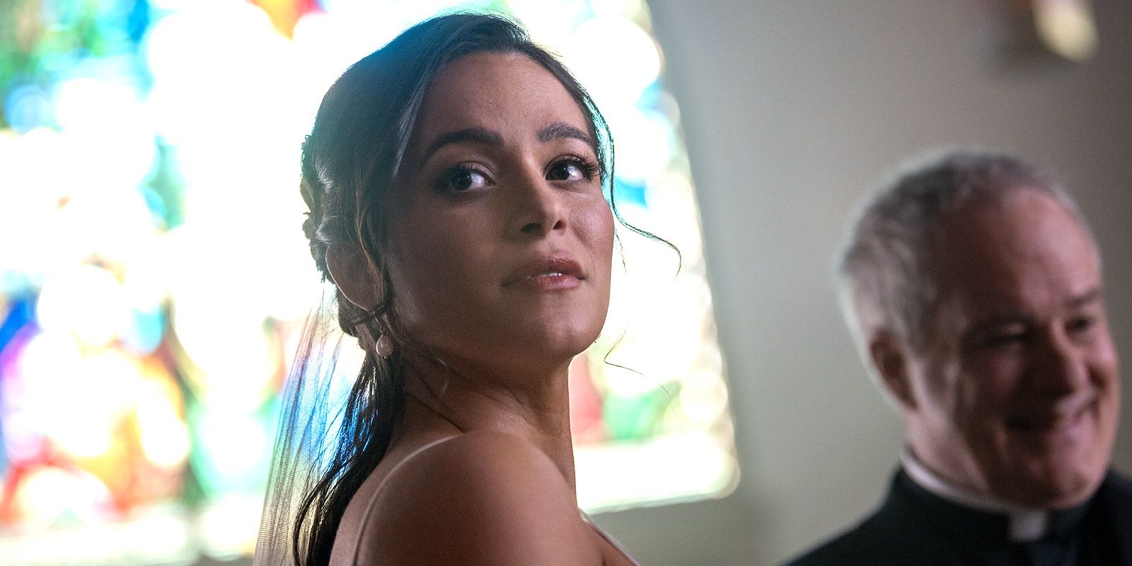 Gabriela Perez (Stephanie Arcila) wearing a wedding dress in Fire Country's Season 2 finale.