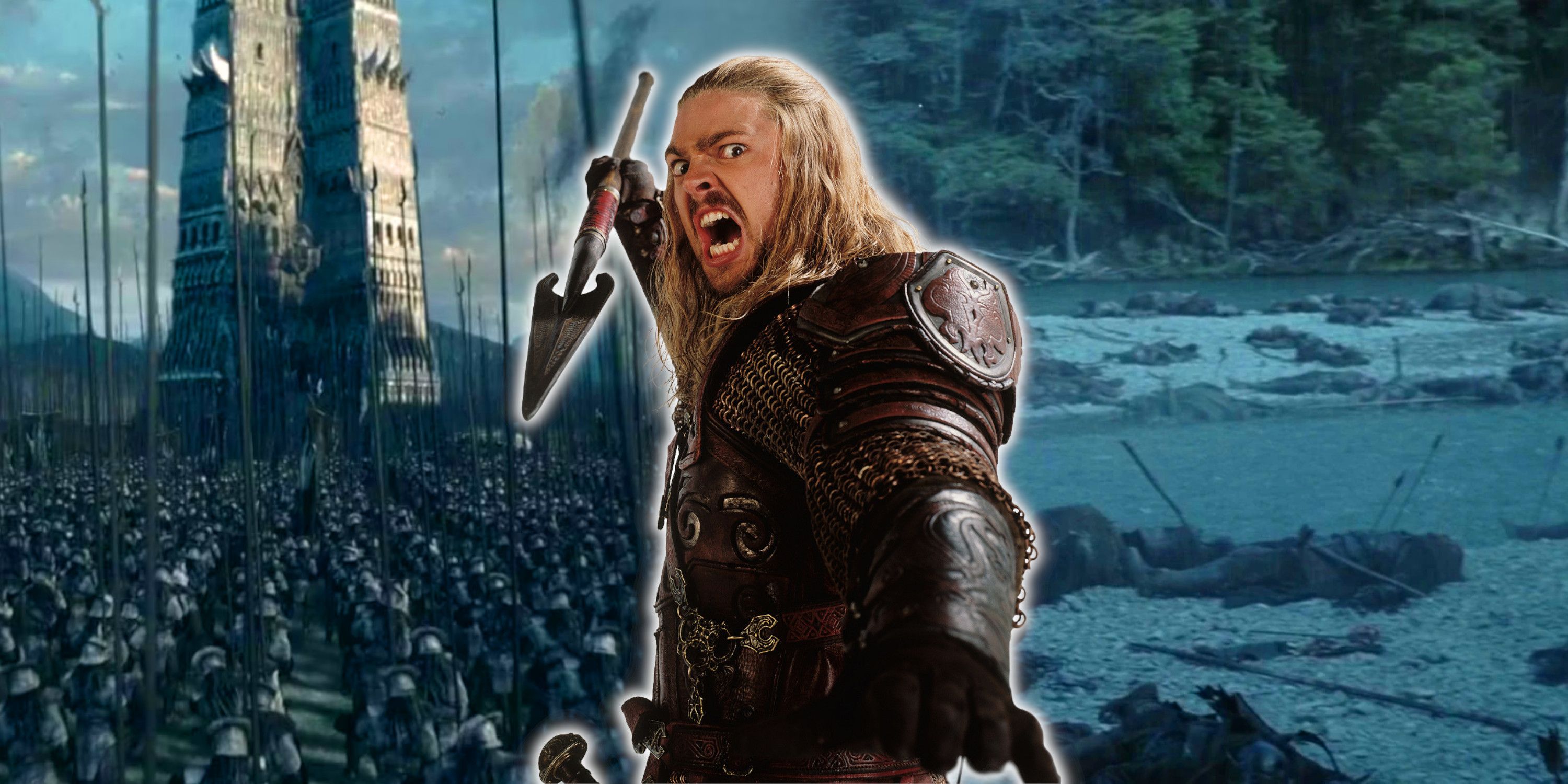 Eomer in front of Isengard and the Fords of Isen from The Lord of the Rings