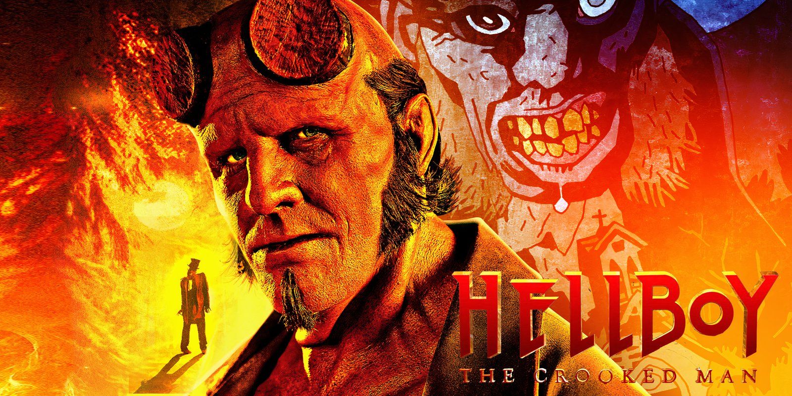 Hellboy: The Crooked Man poster with Jack Kesy as Hellboy in the foreground